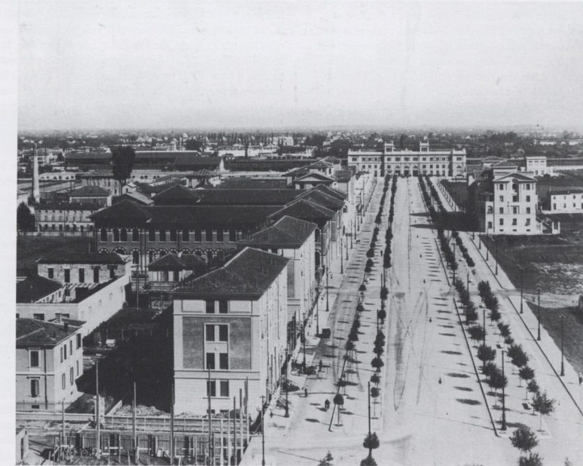 Il viale nel 1932. In basso a sinistra si vedono i lavori in corso per la costruzione del villino. Foto Archivio Zoli